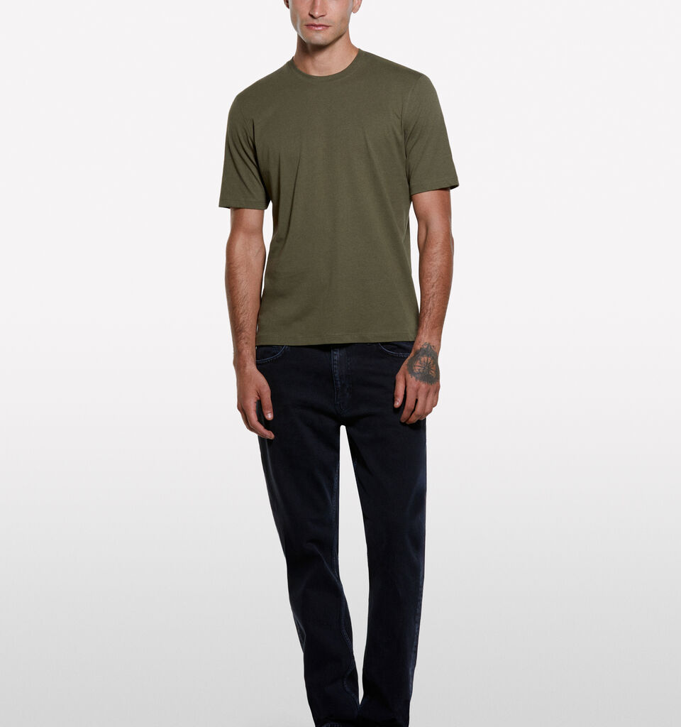 Kurzärmliges T-Shirt in Olivgrün mit normaler Passform - kurzärmeliges t-shirt für herren - Dunkelgrün | Sisley image number 1